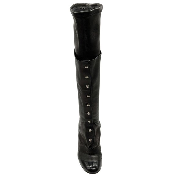Chanel Black Leather Boots with Removable Spats - Picture 4 of 6